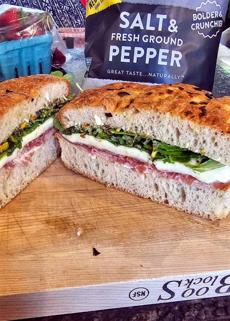 Italian style sandwich on focaccia