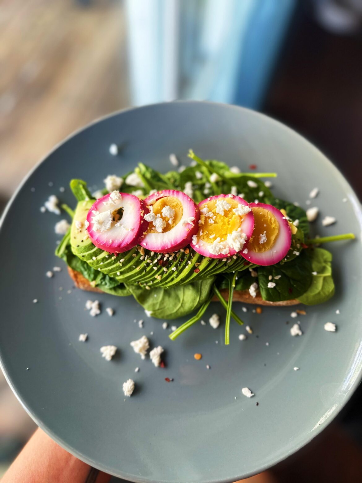 I saw someone make beet egg avocado toast and I had to do it also.