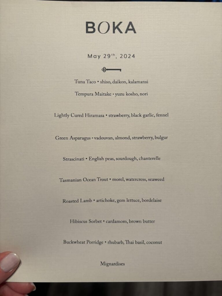 Boka tasting menu was incredible. Highly recommend. Currently favorite Michelin experience