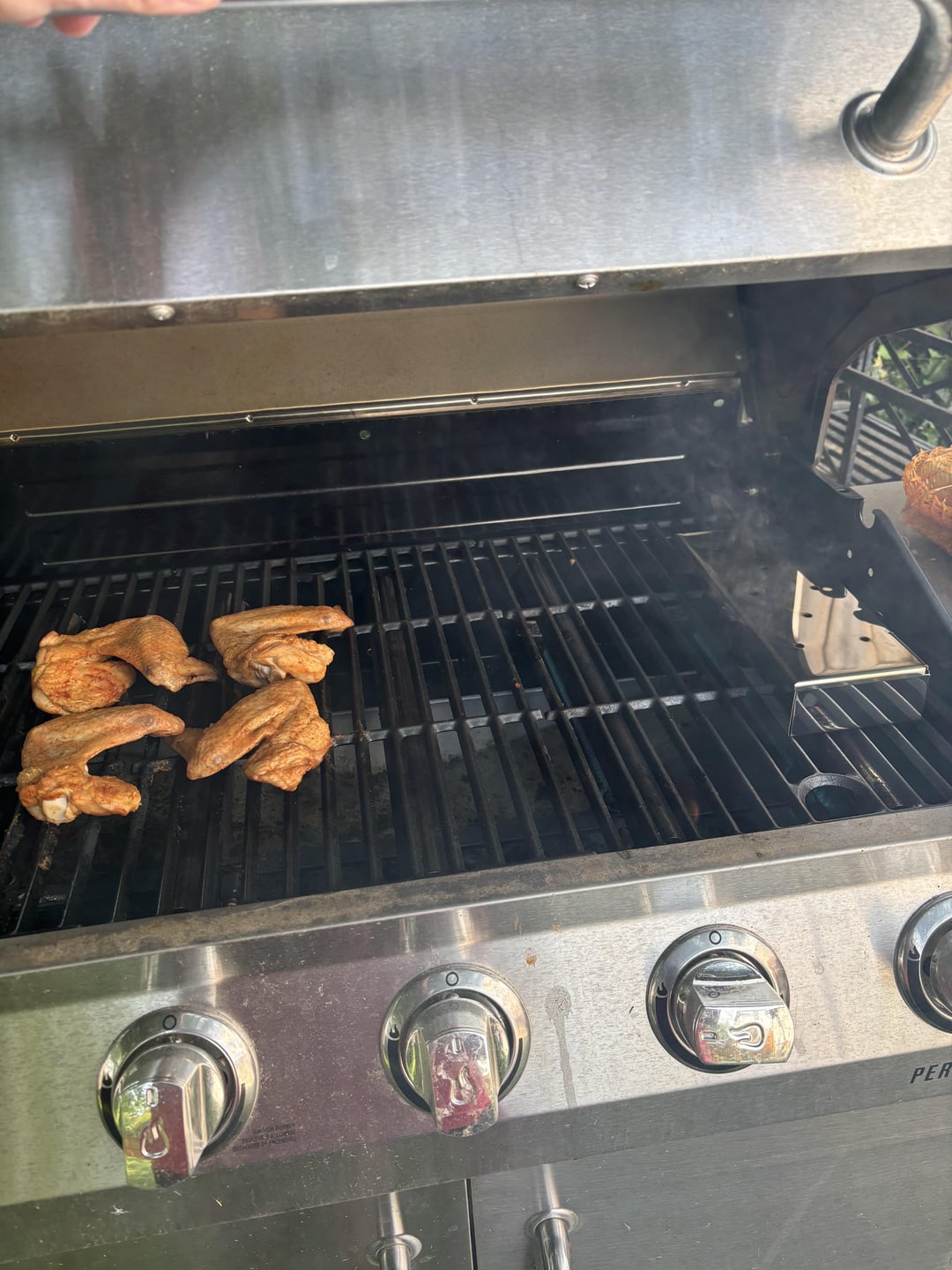 Smoked wings on gas grill Dining and Cooking