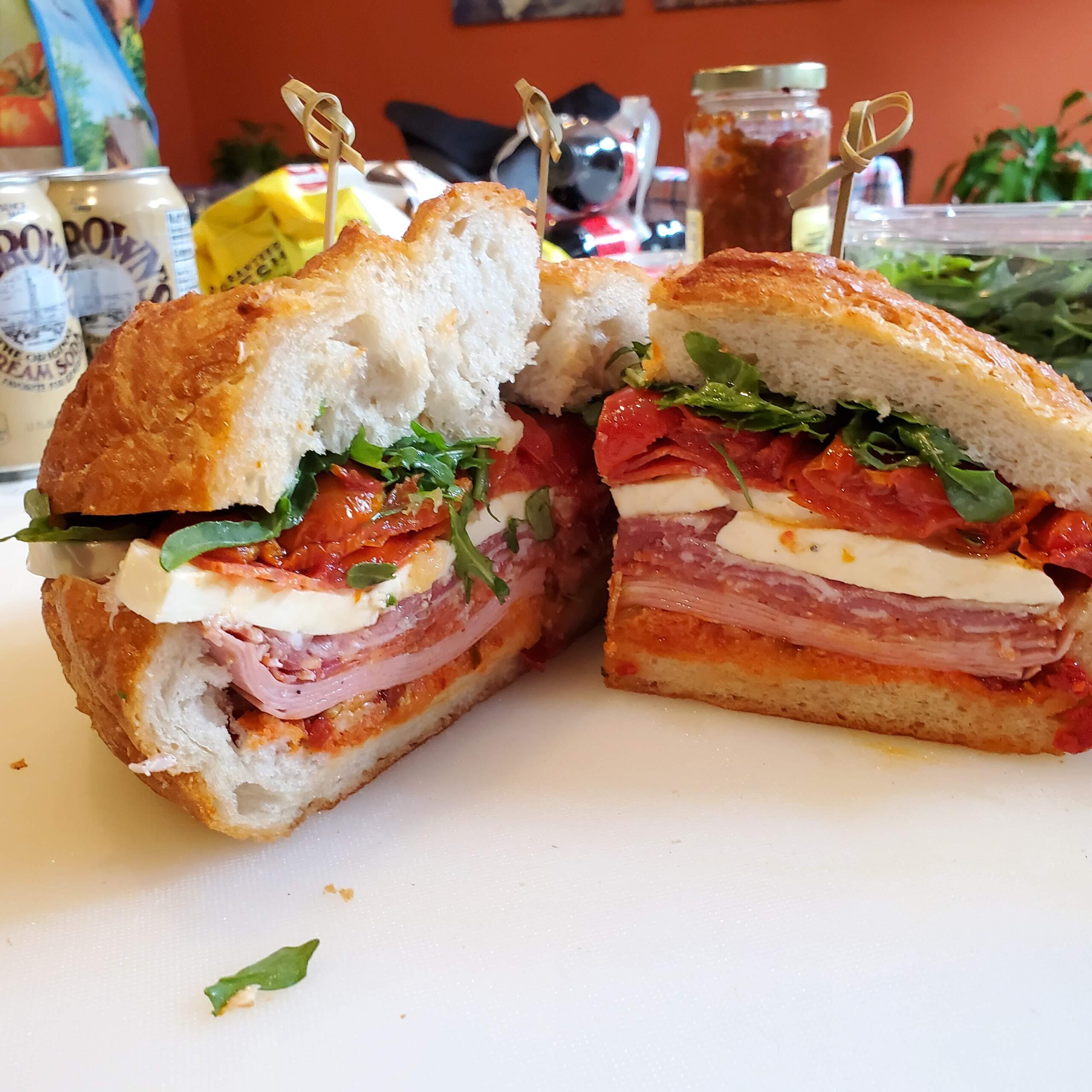 [Homemade] Italian sandwich with capicola, soppressata, mortadella