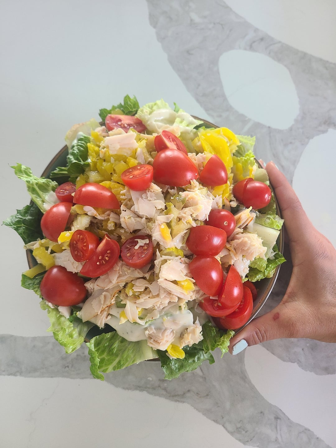 Sandwhich salad, my new hyperfixation meal, a huge salad under 250