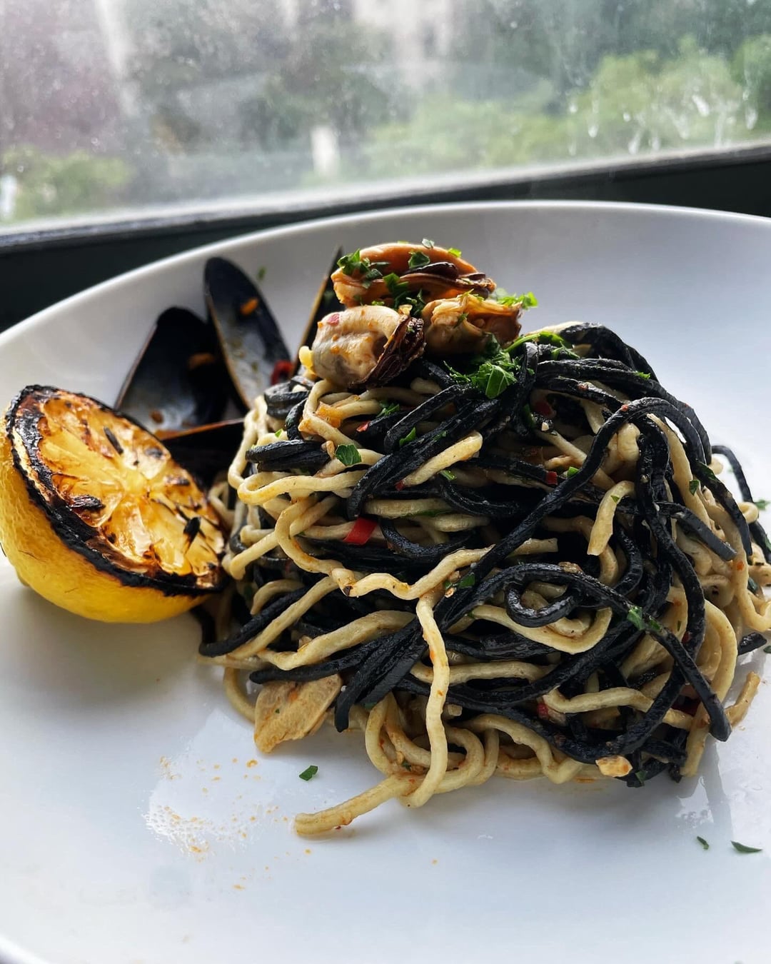 Squid ink pasta with ‘Nduja and mussels - Dining and Cooking