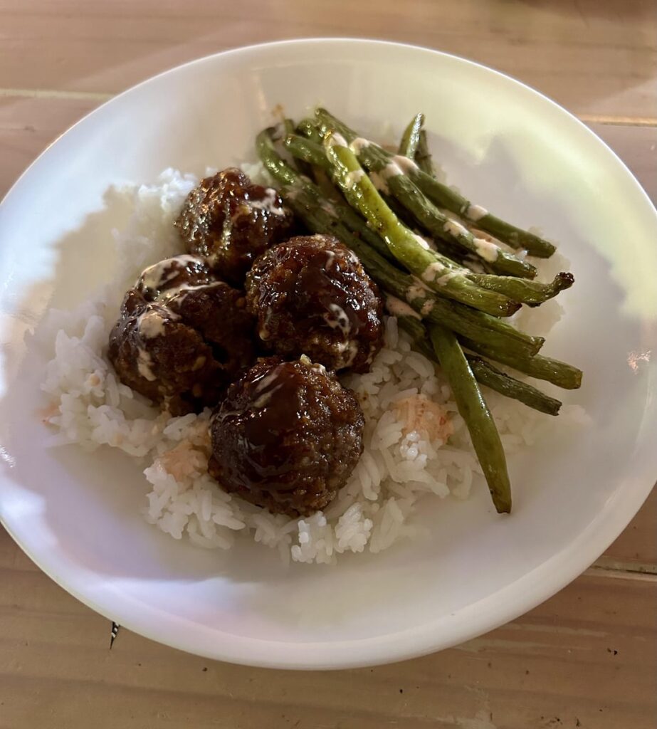 Soy glazed hoisin meatloaves  (balls)
