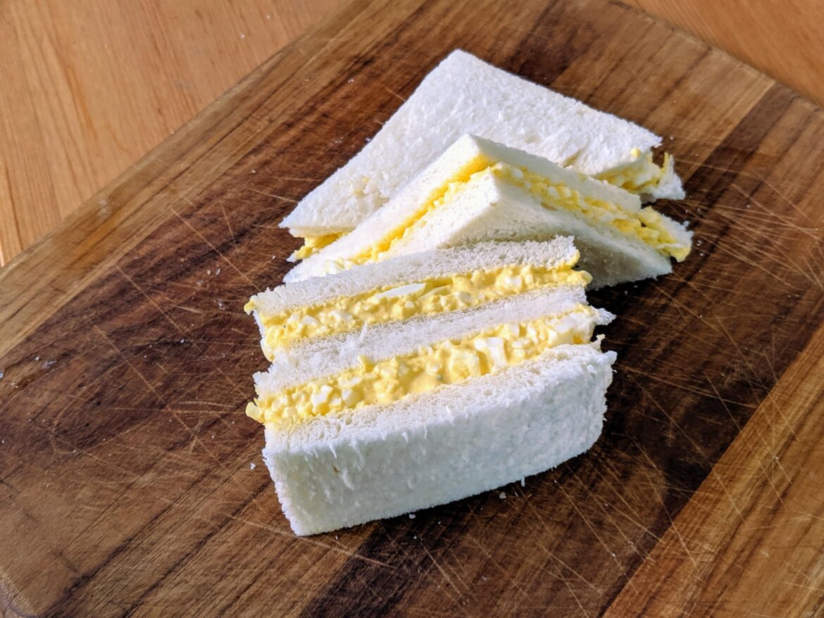Japanese style egg salad sandwiches on milkbread