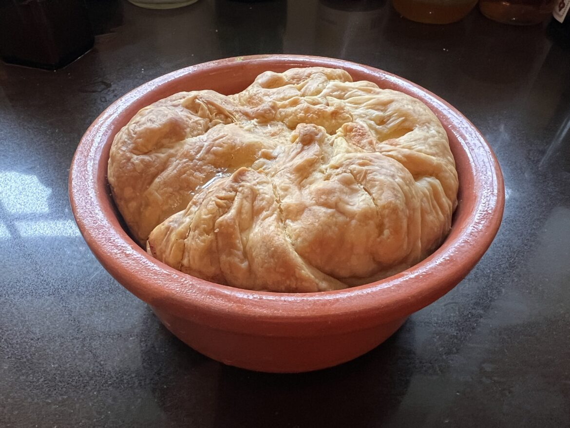 I made the historic Onion Pie! [Gallery of photos and video of its oniony splendour] - it's delicious