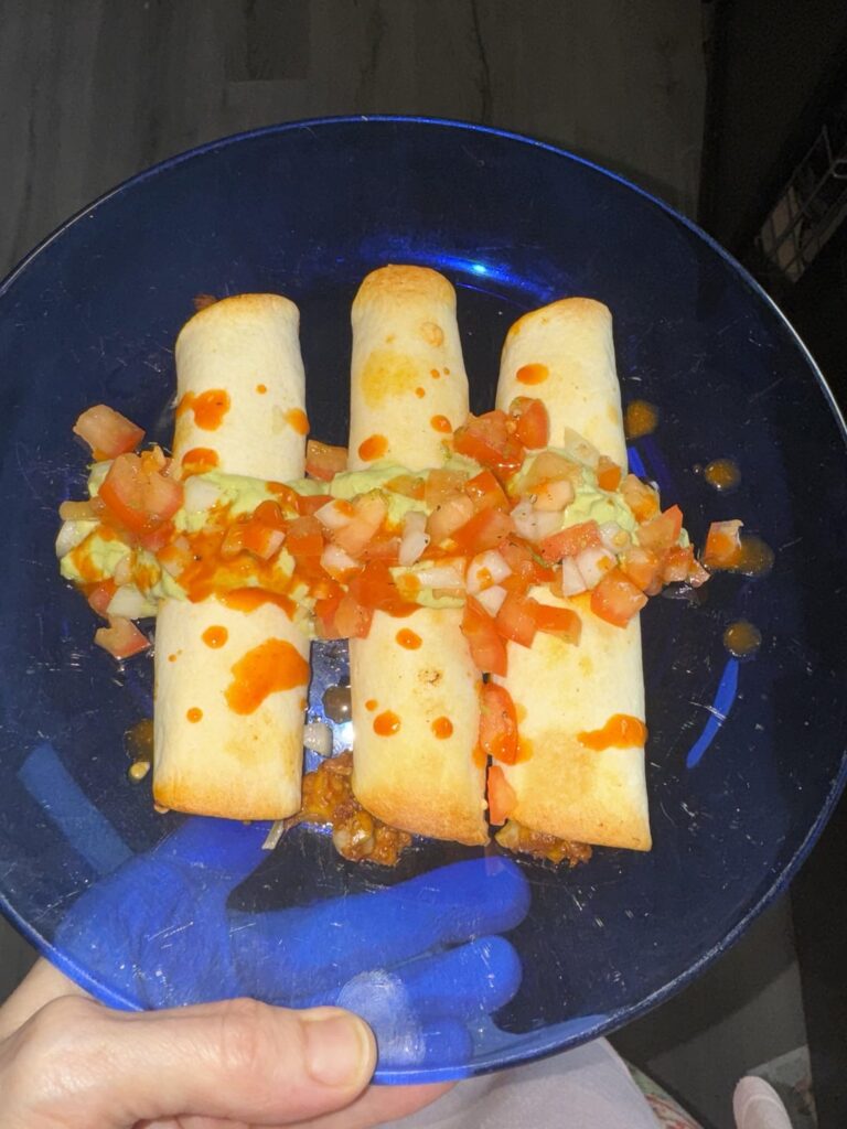 Fully loaded pork taquitos