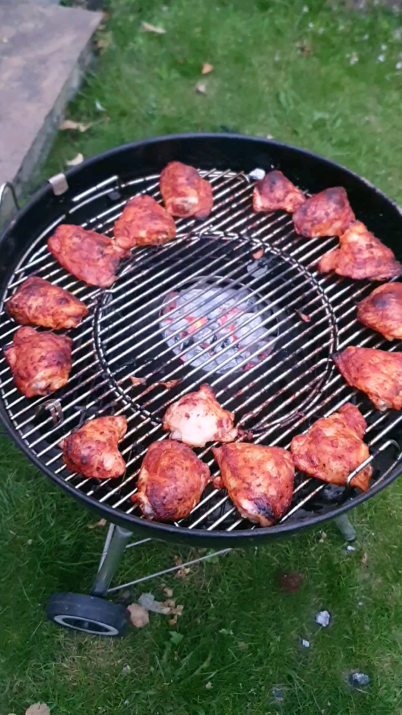 Peri Peri chicken thighs on Weber 22" Kettle with Vortex