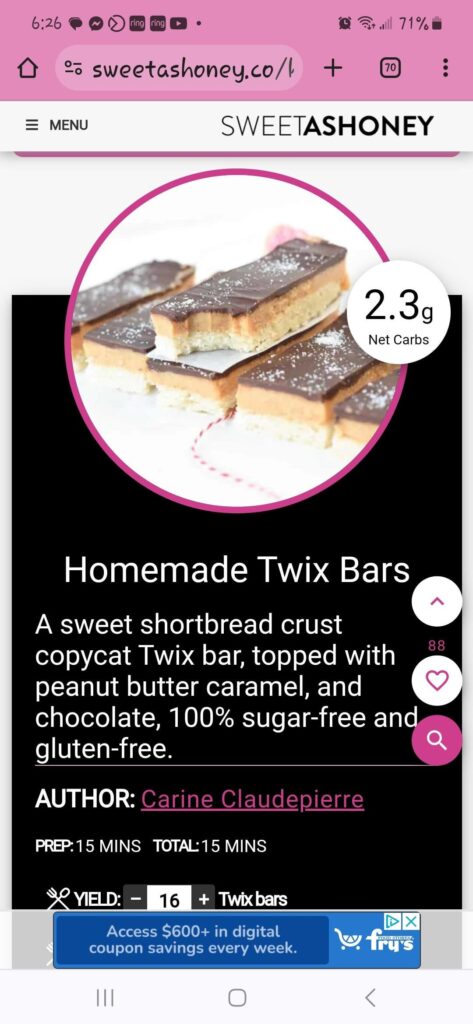 Keto twix bars- yum!