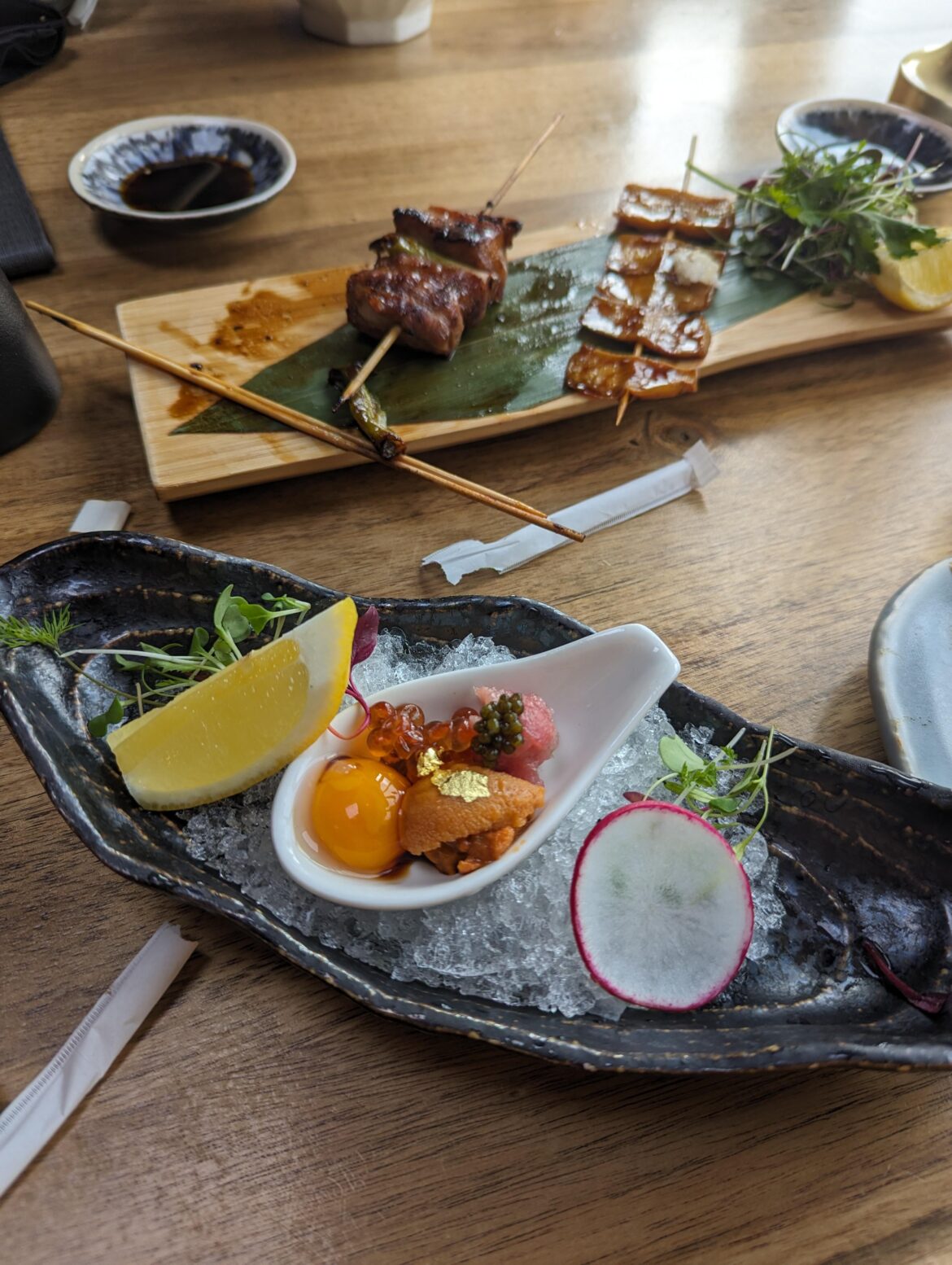 "Uni Spoon" from new Izakaya in my neighborhood. What is the pink under the caviar?