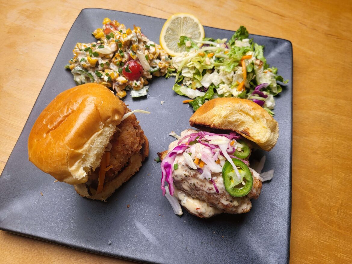 couple fried chicken thigh sliders