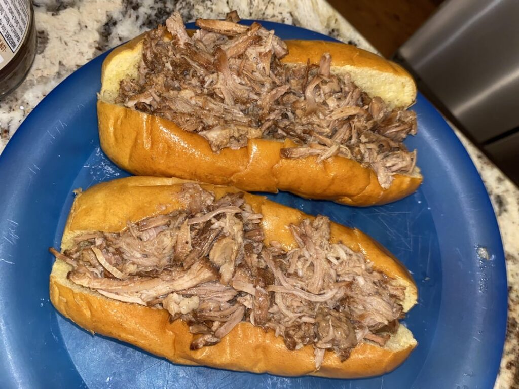 Homemade Slow Roasted Pulled Pork Sandwiches, Side of Homemade Mac & Cheese