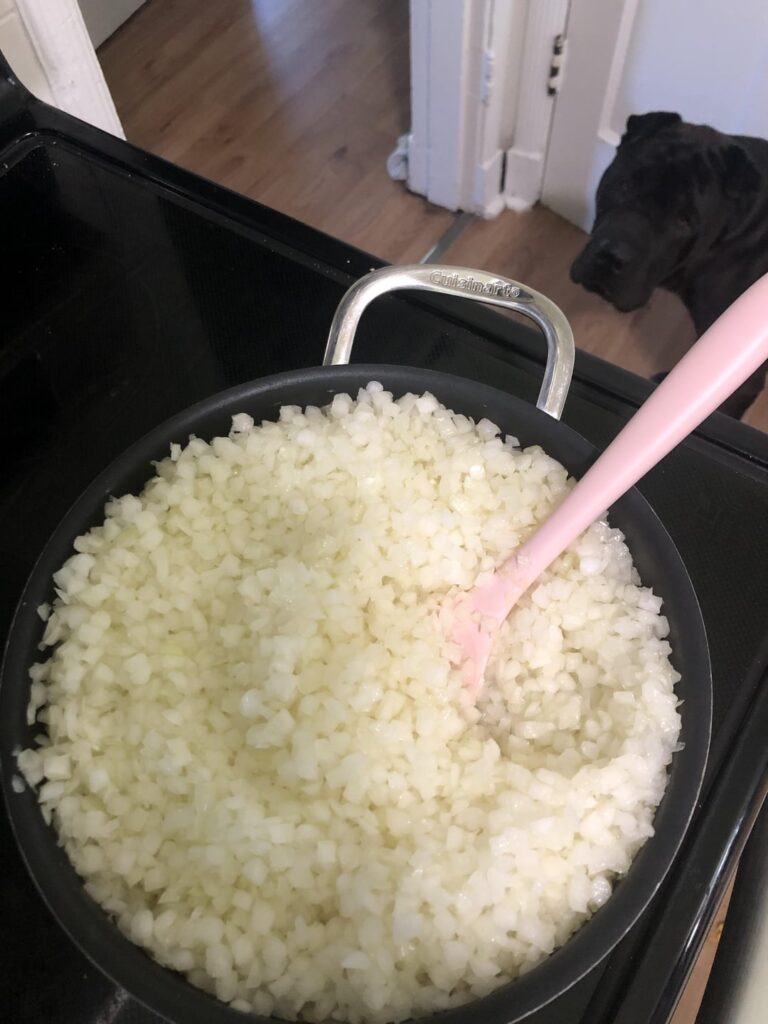 This is roughly 2/3 of the 5lbs bag. It breaks my heart how much they cook down!