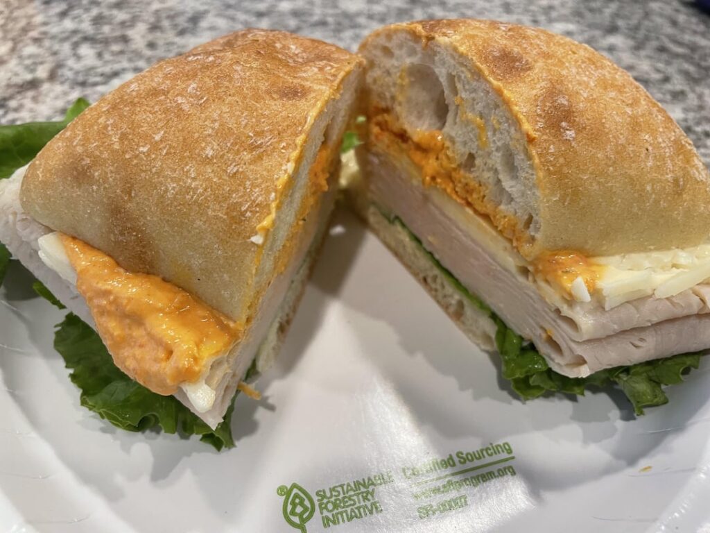 Turkey Swiss sandwich from Costco