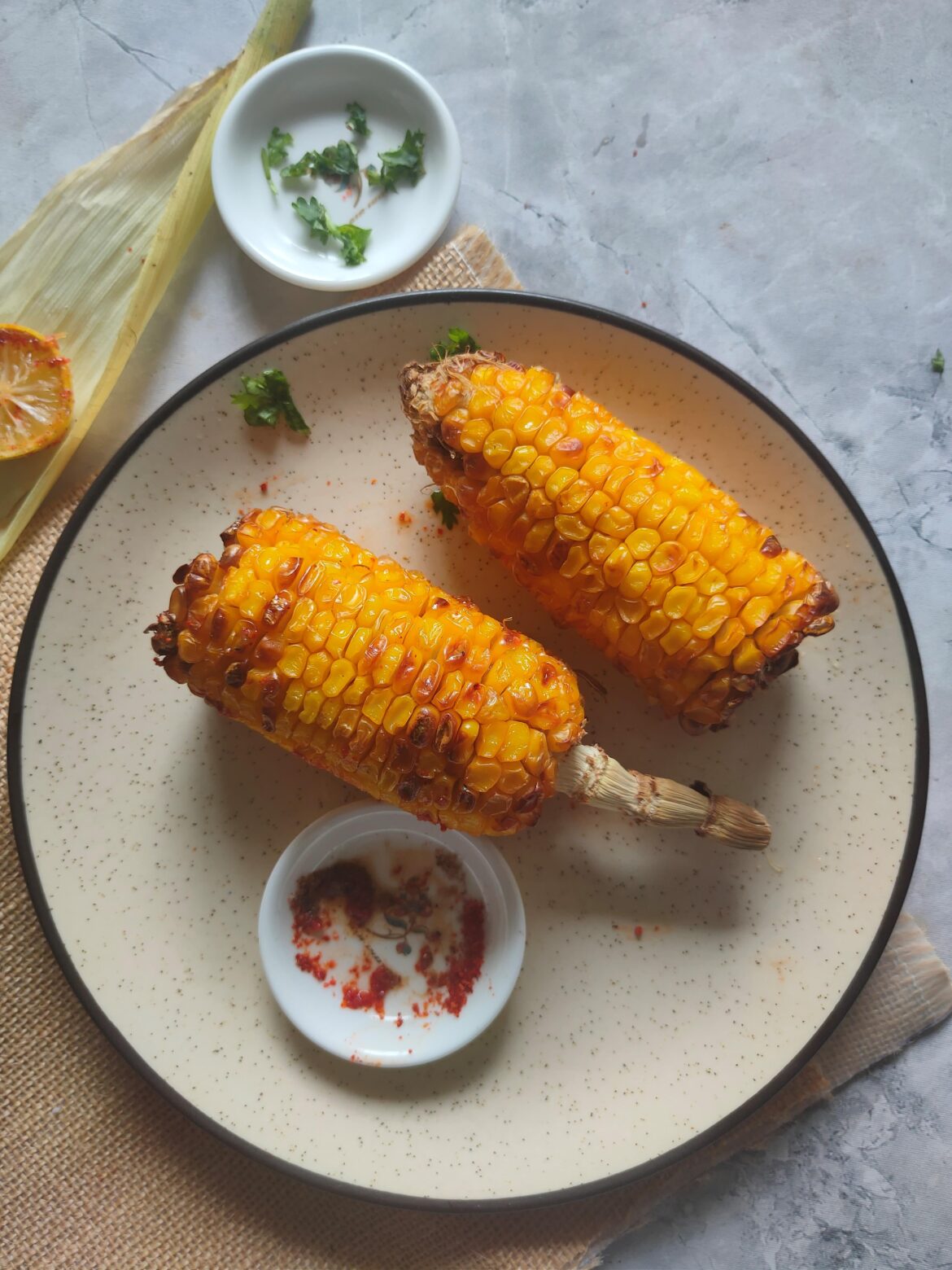 Air Fryer Corn On The Cob in Indian Style {Vegan, Healthy}