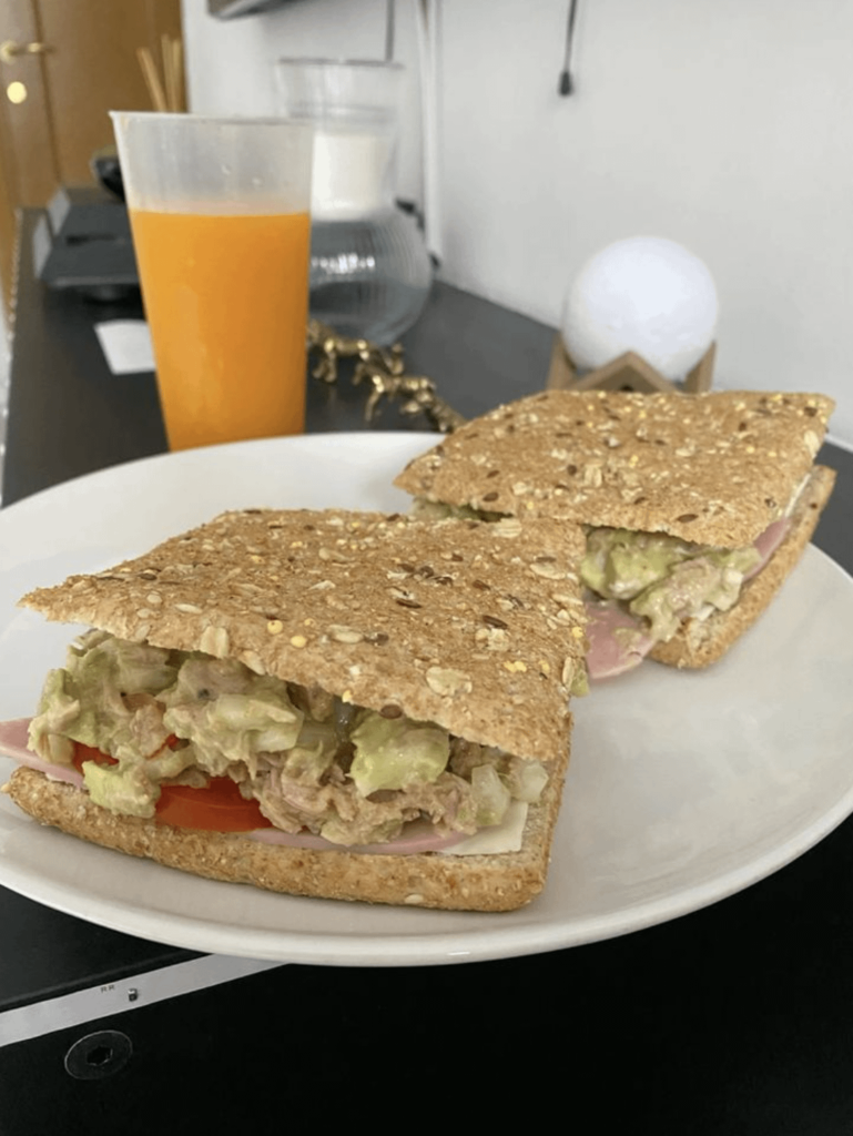 Tuna sandwich with whole wheat bread