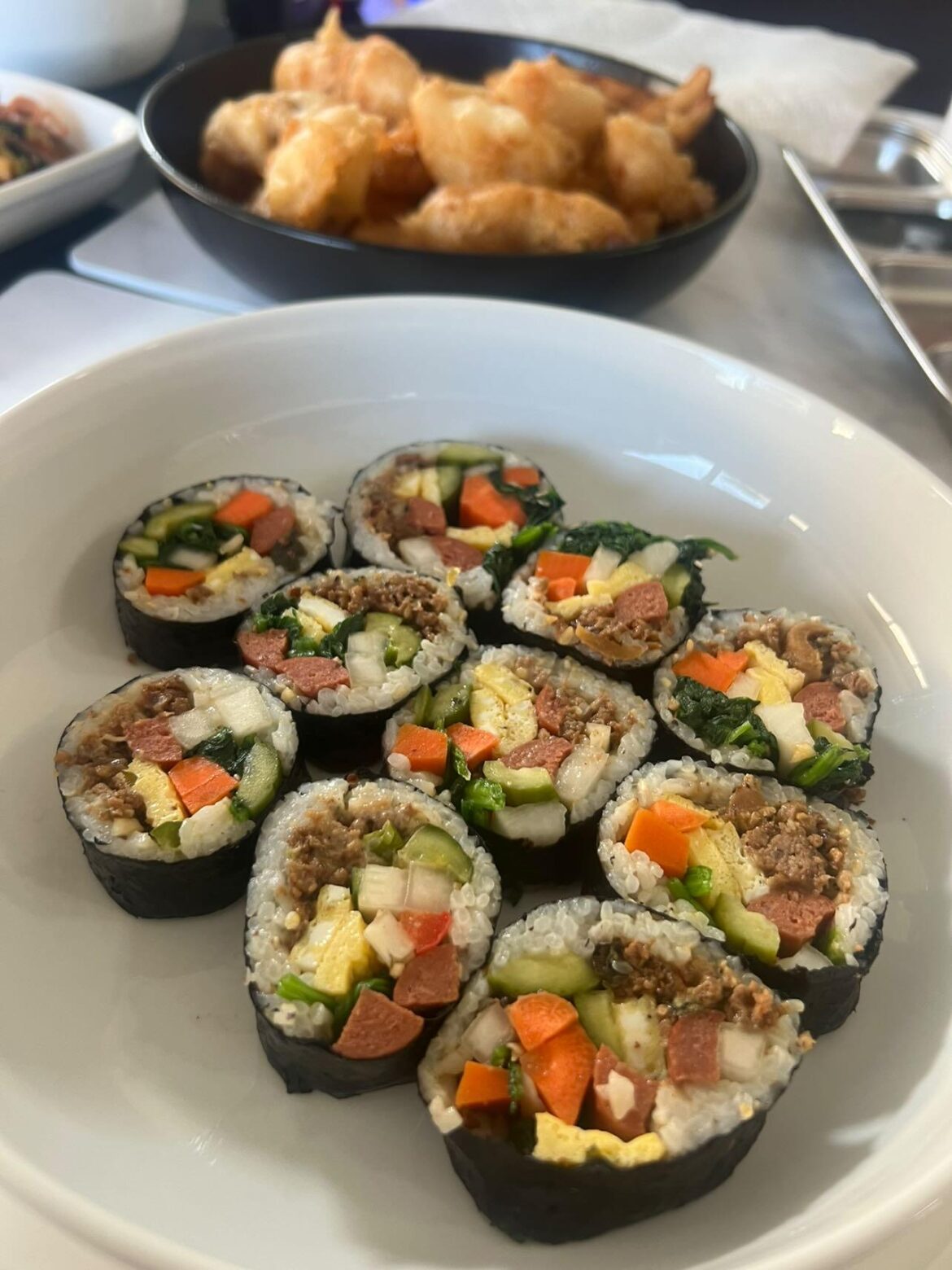 Moms Gimbap with a side of lobster tempura