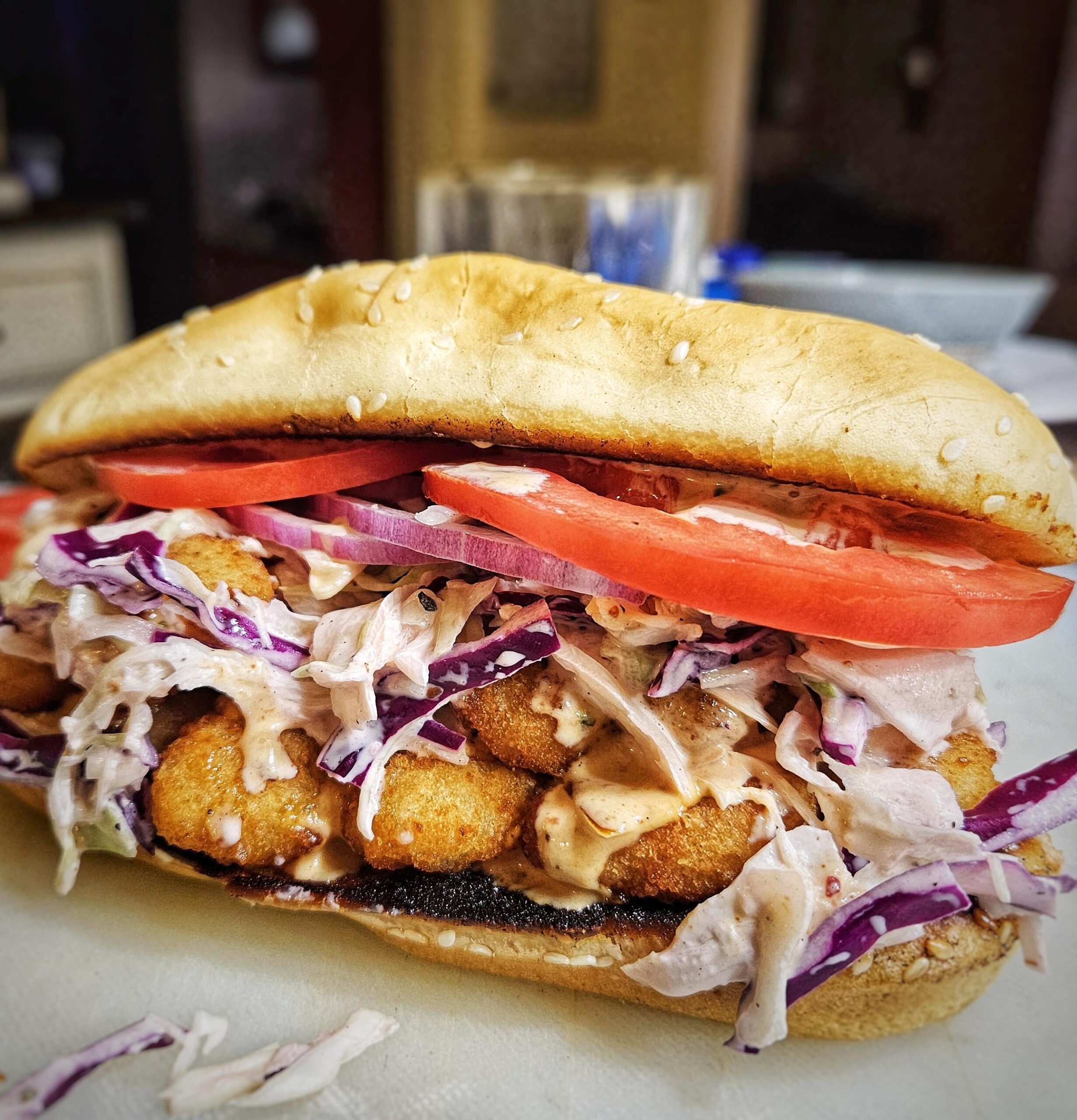 [homemade] No idea what to call this one. Fried shrimp, coleslaw