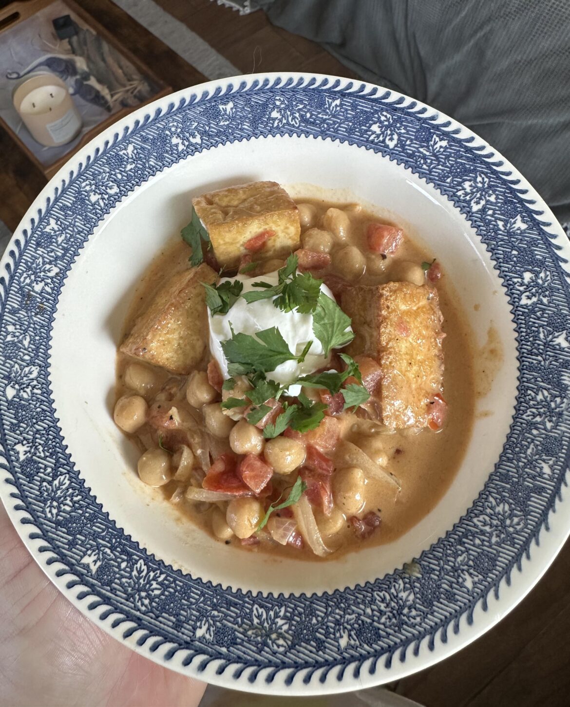 Coconut chickpea curry with tofu