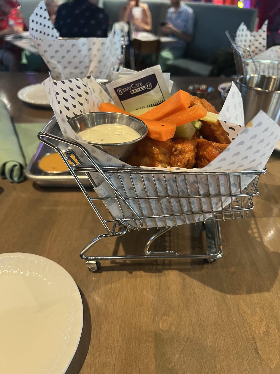 Chicken wings in a shopping cart