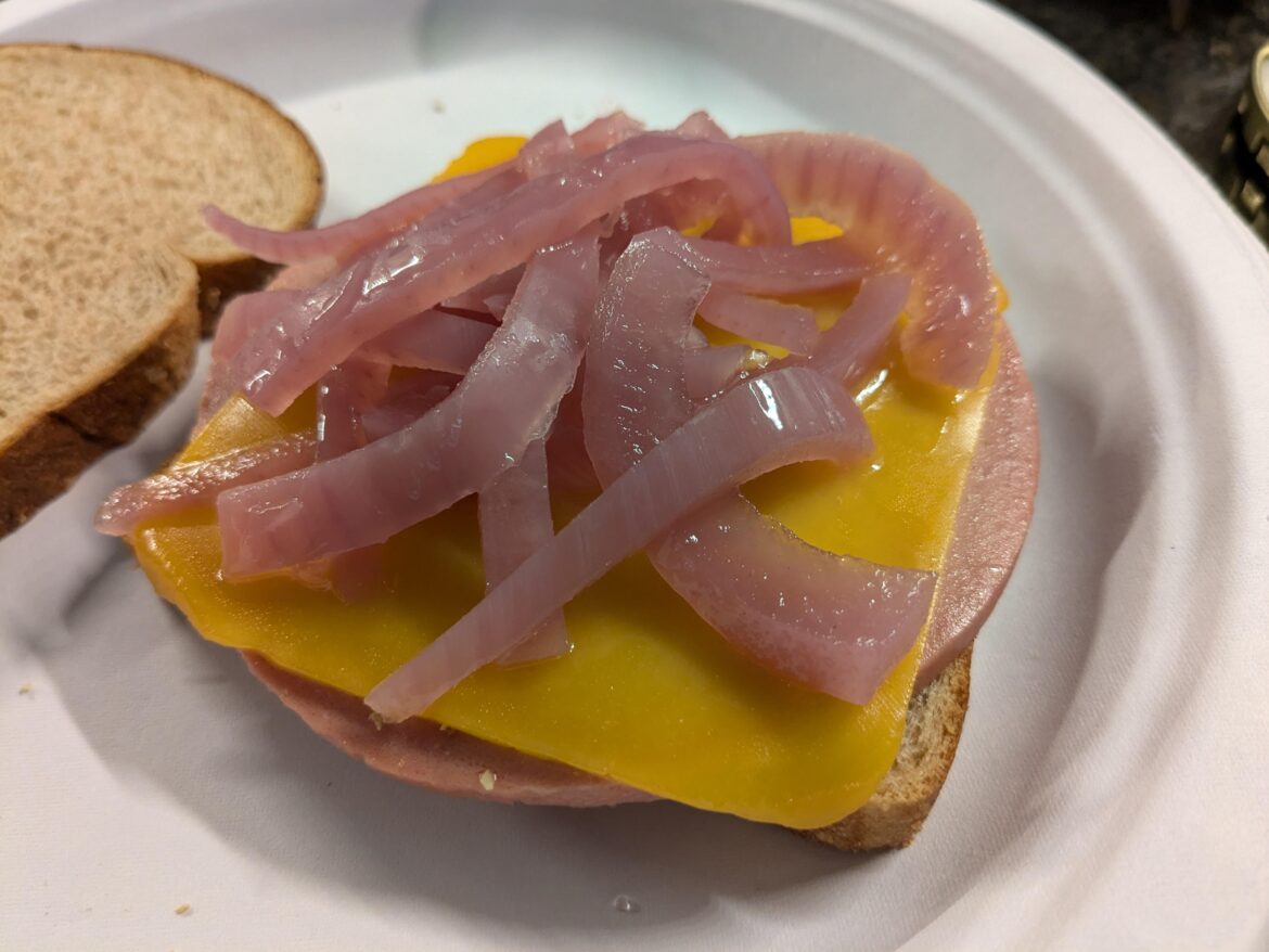 Homemade pickled onions on a bologna sammich? Hell yeah