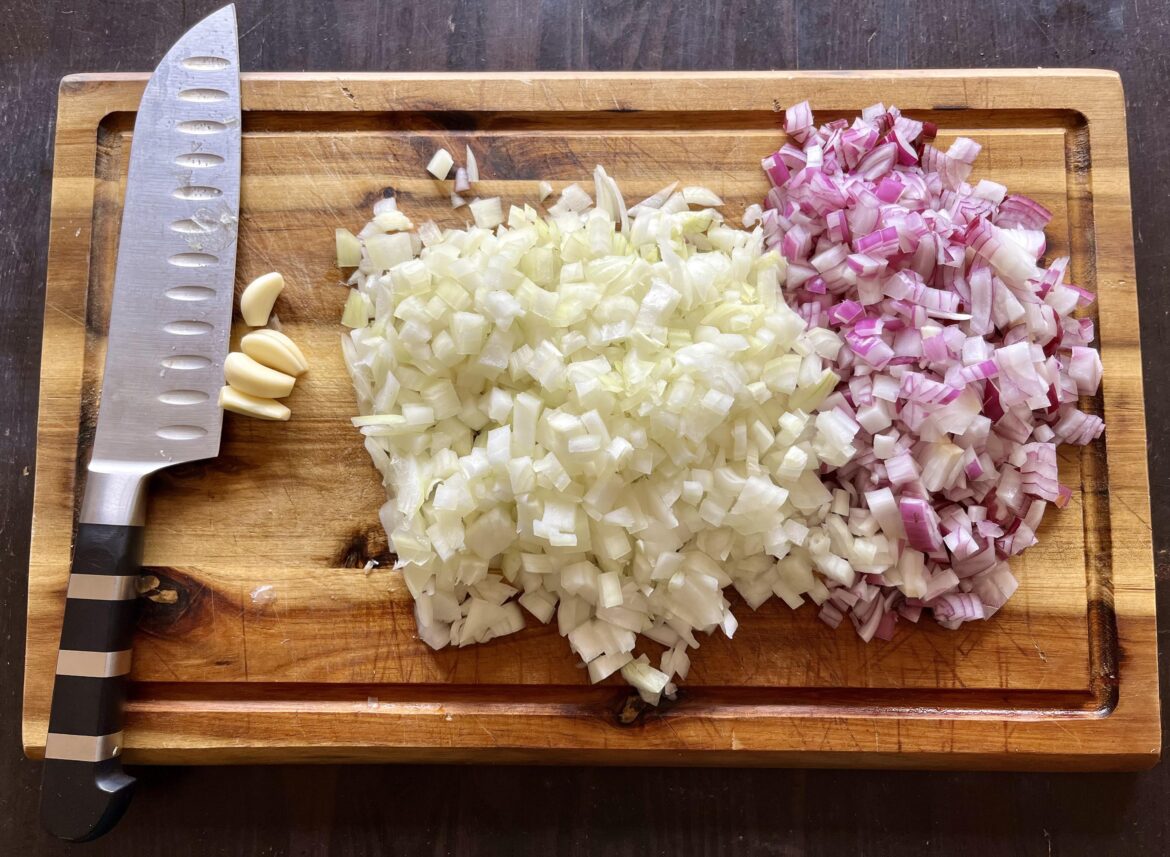 A few sliced onions and some garlic