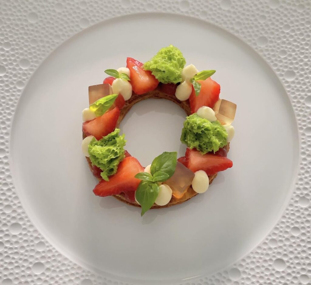 Strawberries & Cream Dessert with Basil and Jasmine Tea