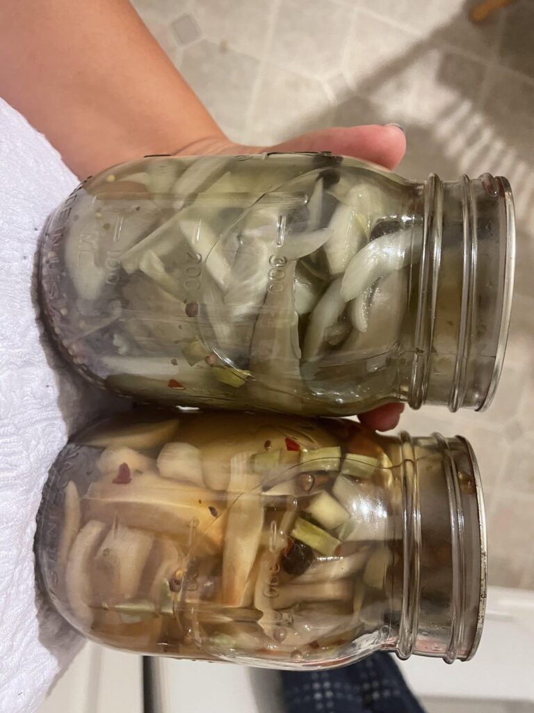 Two cans of the same batch of pickled onions