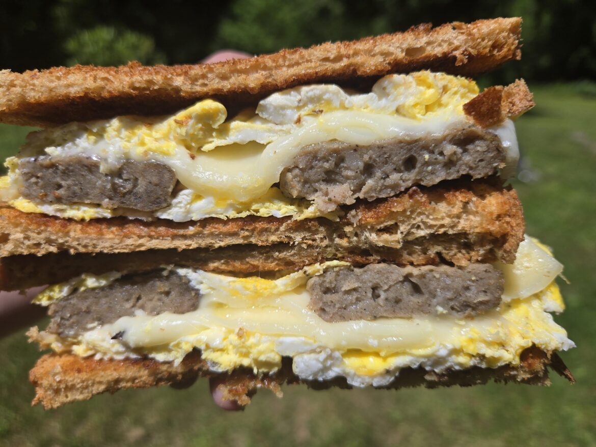 Sausage, egg and cheese breakfast sandwich