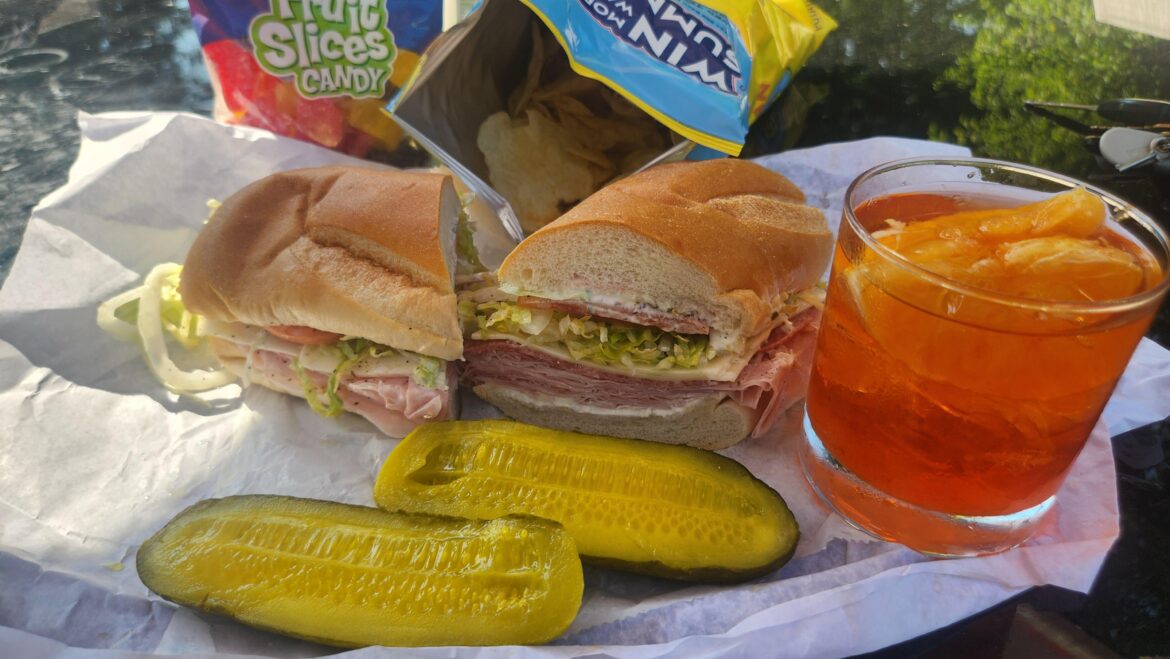 Salami, ham and pepperjack w olive oil, vinegar and mayo