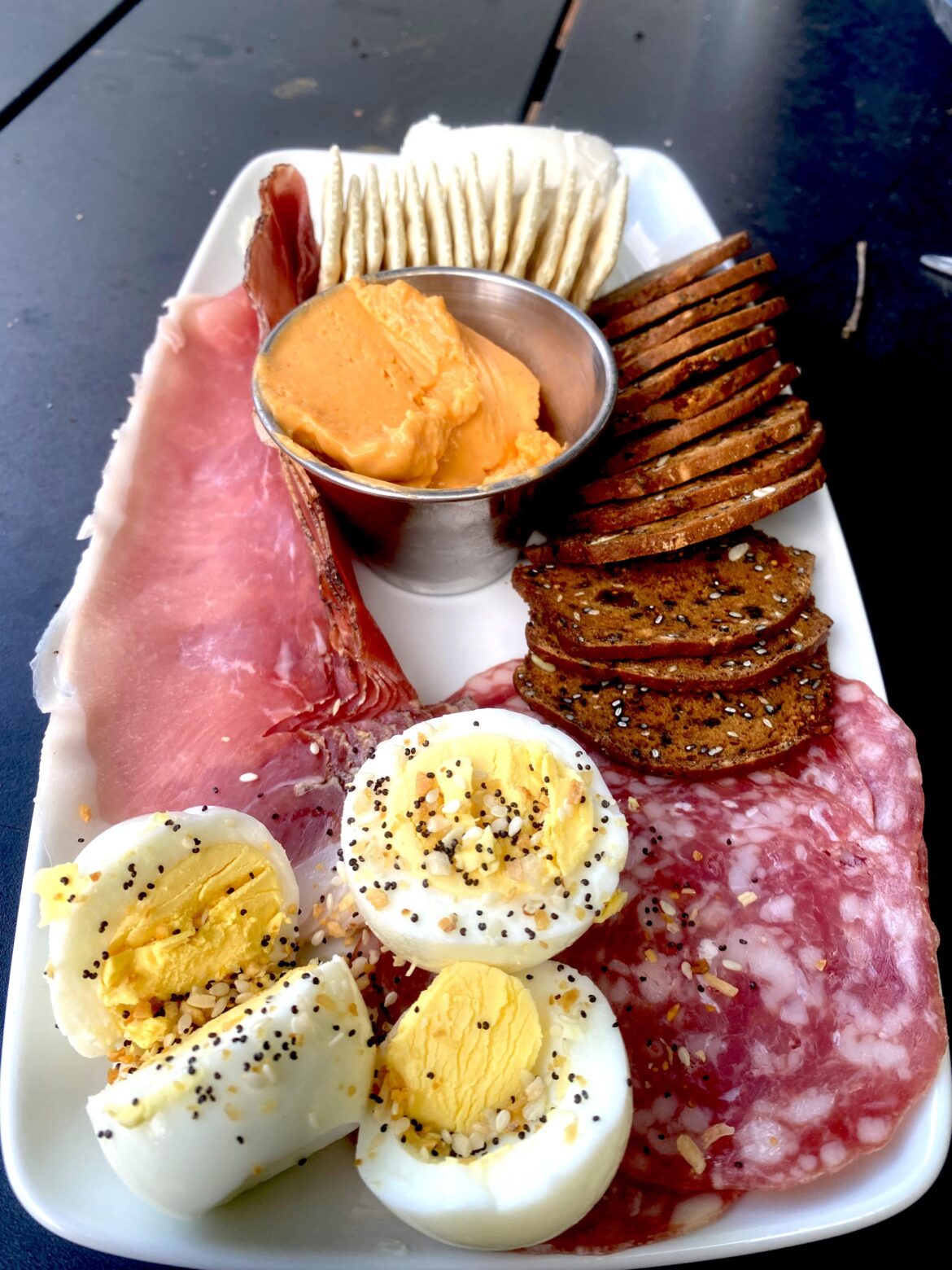 Sitting outside after work and made this little snack