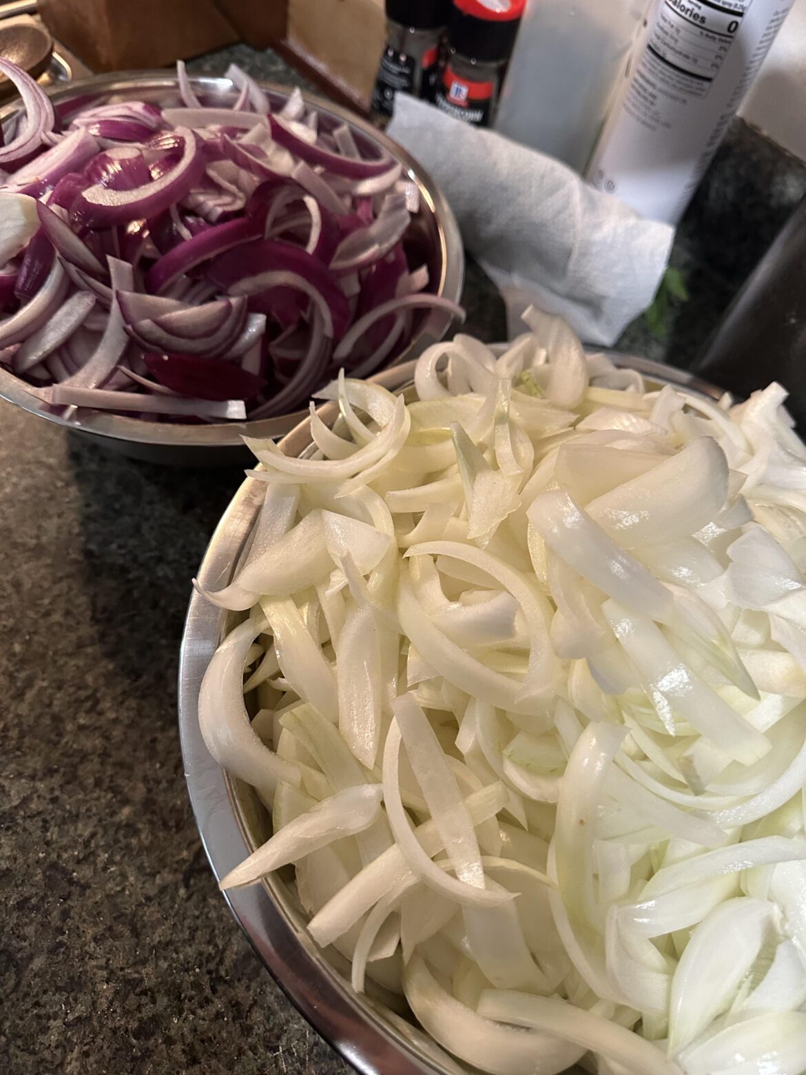 French onion soup prep