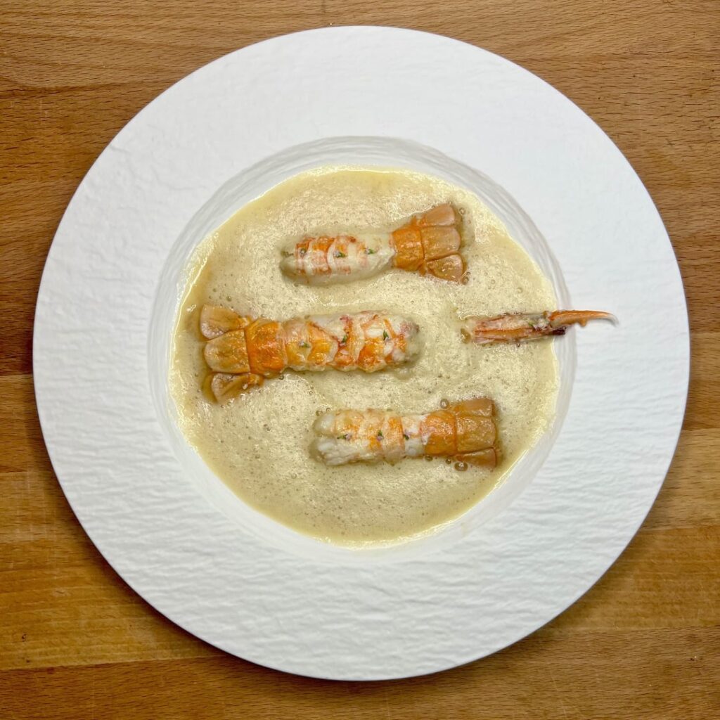 Langoustine with Citrus Thyme Broth, 2 ways