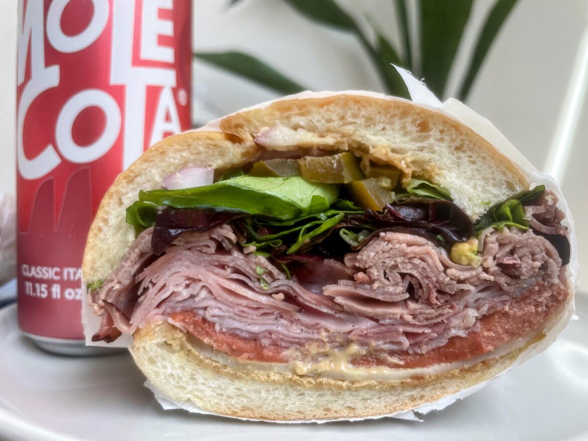 Roast Beef, Ham, Beef Frank, Monterrey Jack, Greens, Tomato, Onion, Pepperoncini, Jalapeno On Italian Roll
