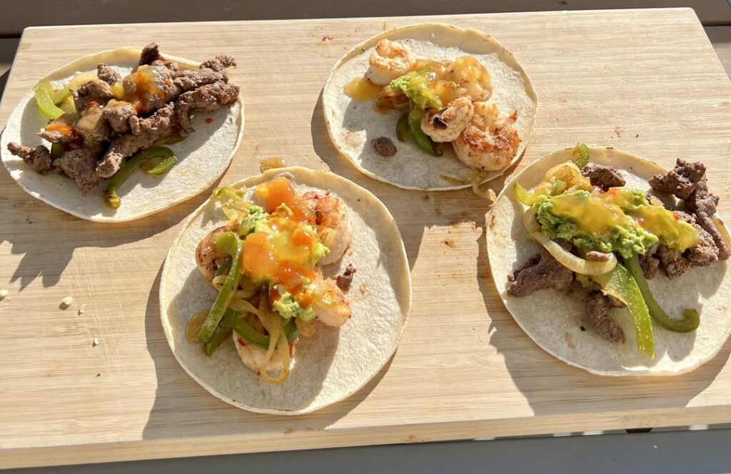 Homemade steak and shrimp street tacos