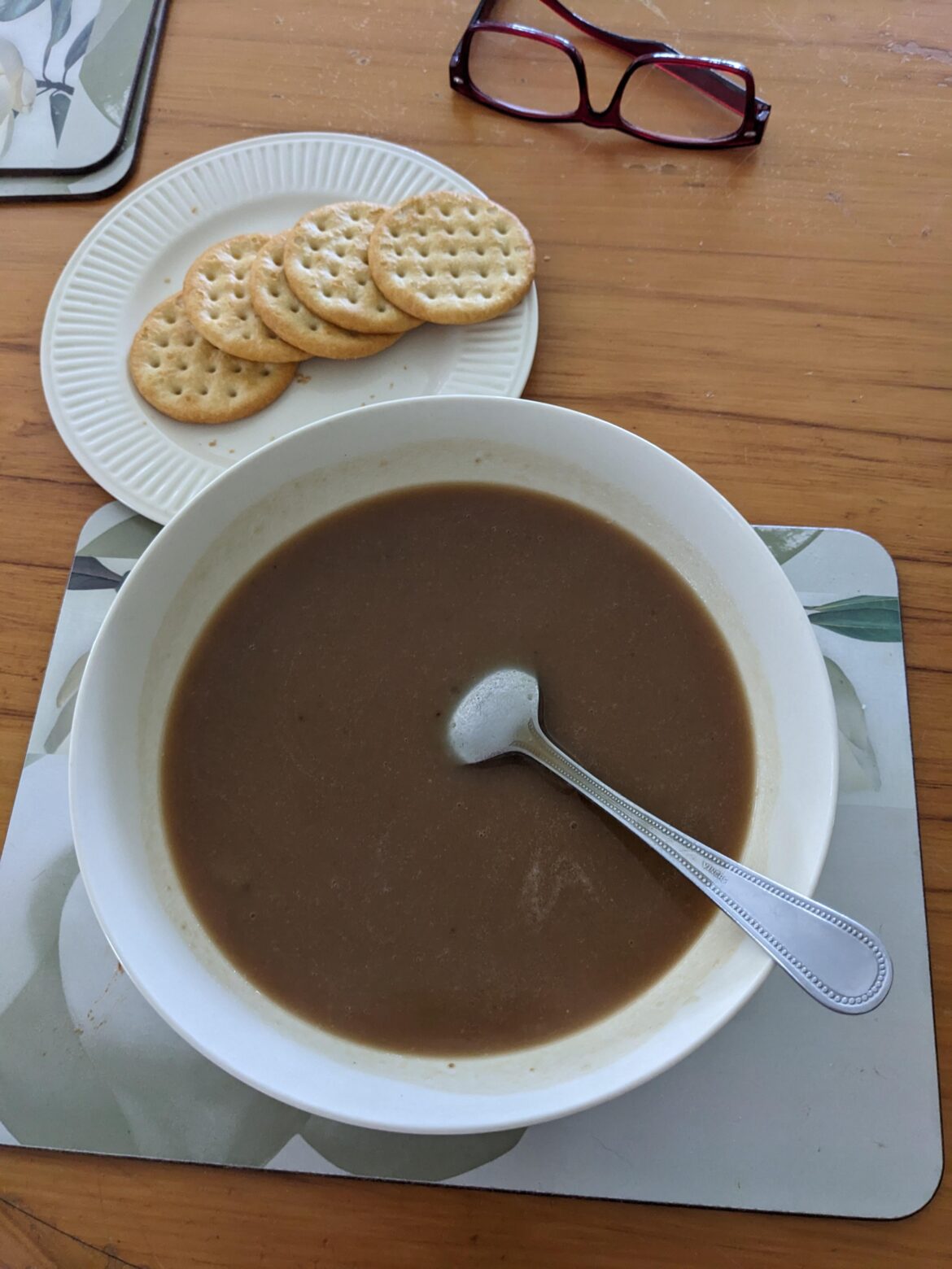 Leftovers soup for one , yum