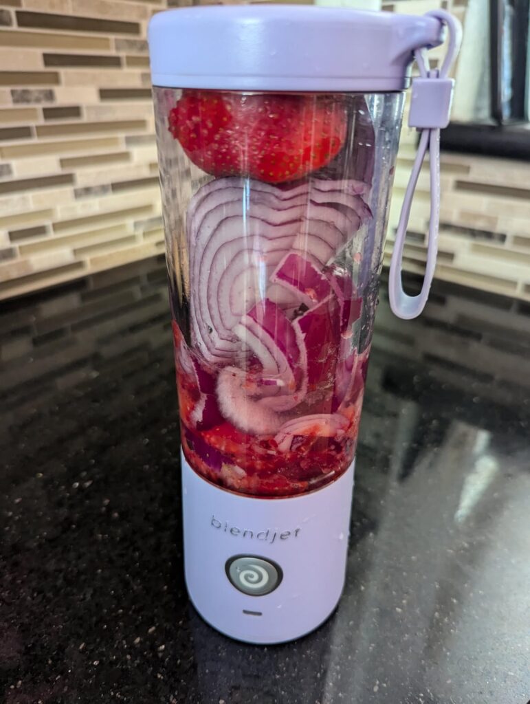 Onion strawberry smoothie, it's like an immunity shot!