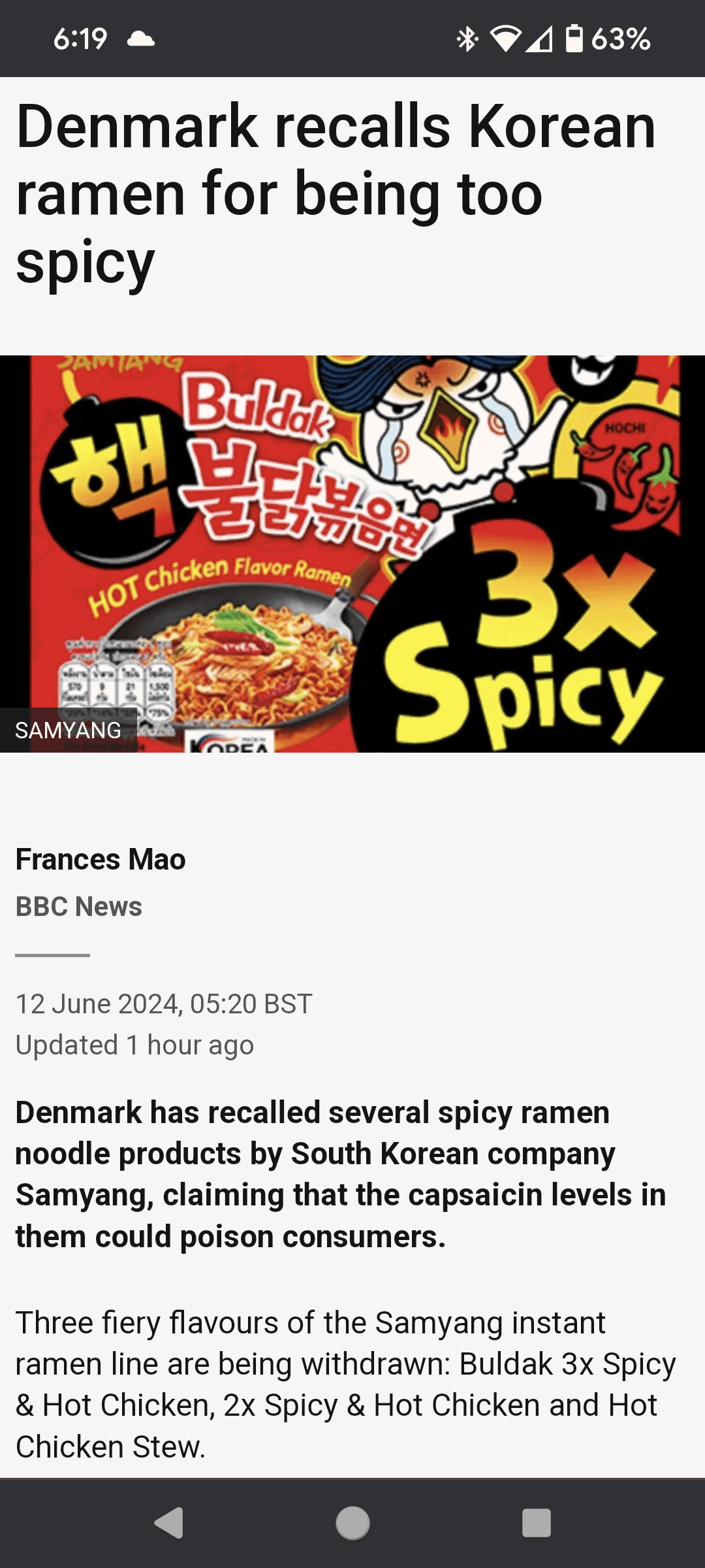 Buldak Recall Denmark Dining and Cooking