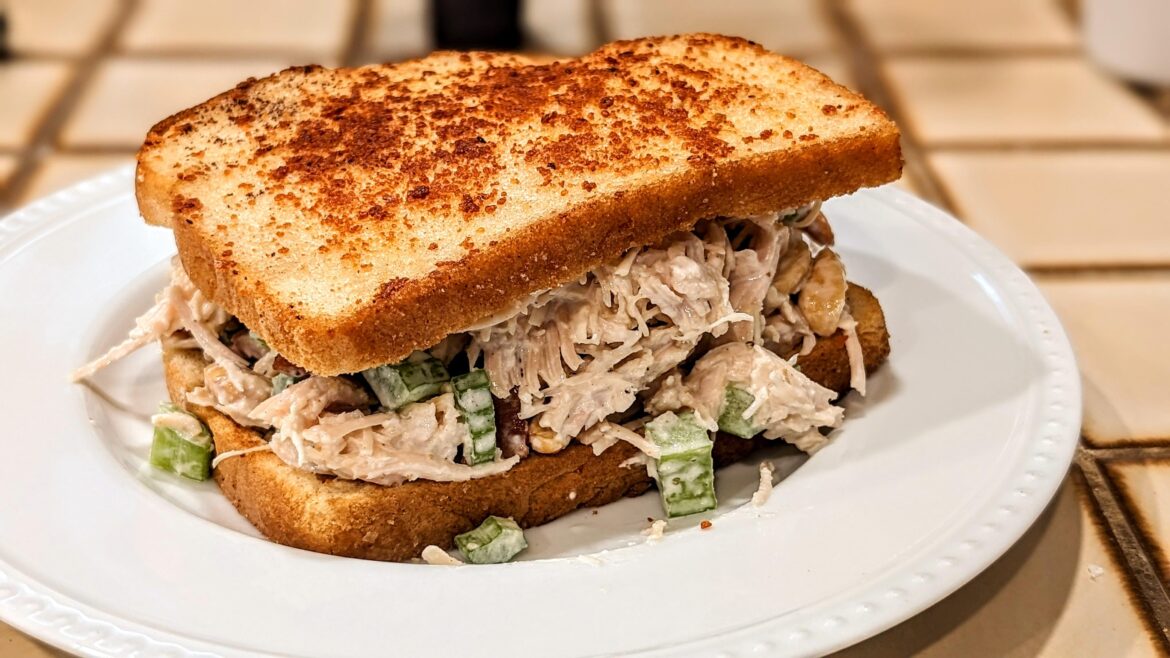 Cashew bacon chicken salad sandwich