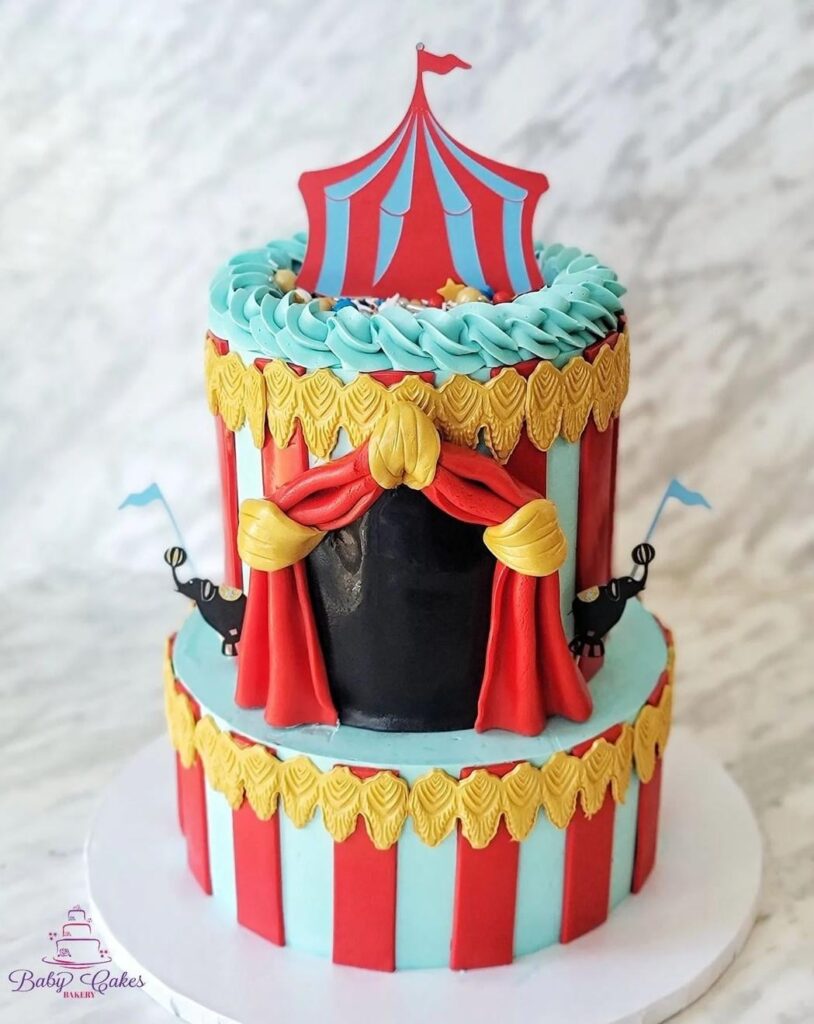 Circus tent birthday cake!