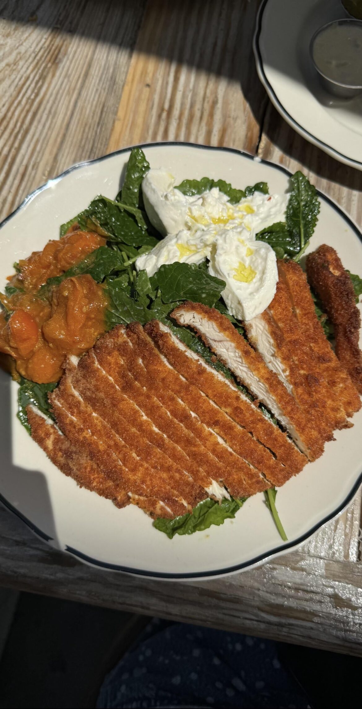 croft alley beverly hills - burrata salad with schnitzel