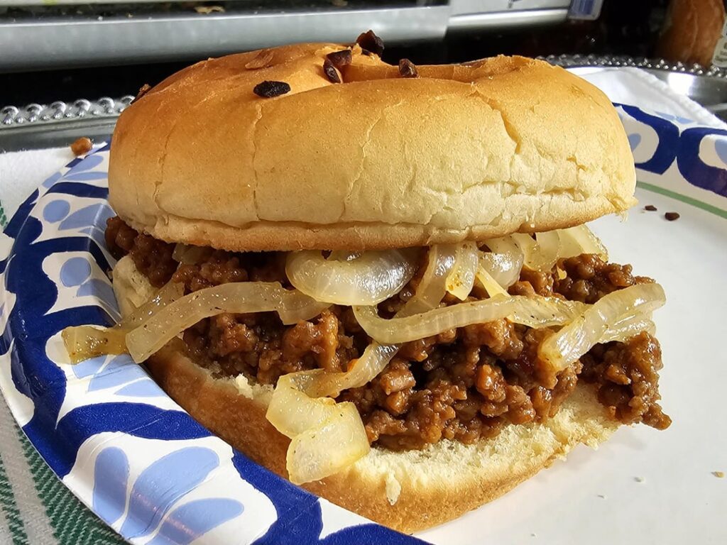 Bold sloppy joe with caramelized onions