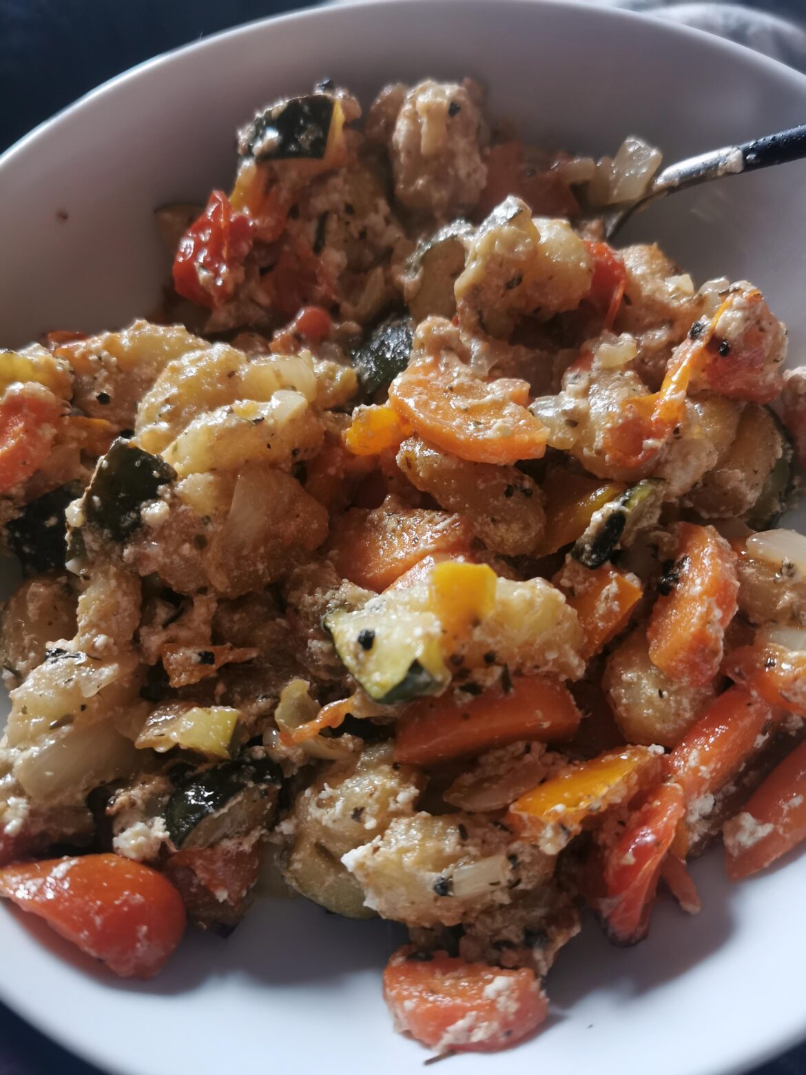 Goats cheese Gnocchi with roasted vegetables