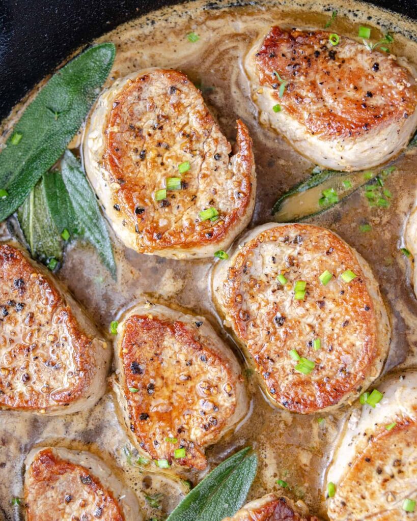 Cast Iron Pork Medallions with Brown Butter Pan Sauce