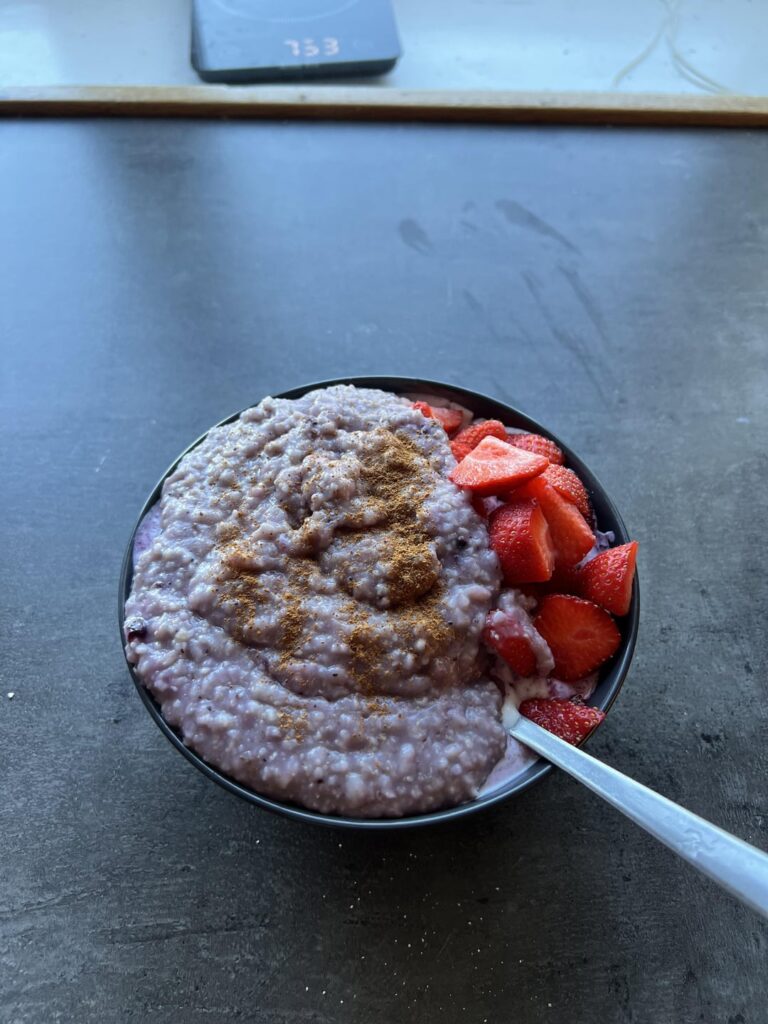 Big overflowing breakfast bowl