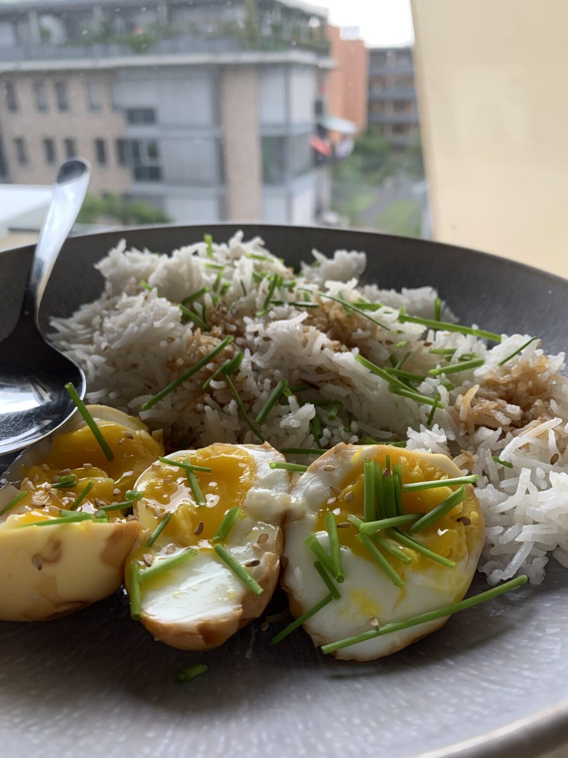 Just some rice and ramen eggs