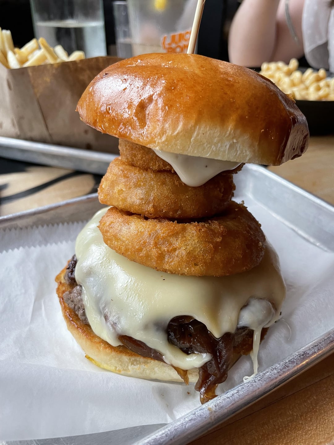French Onion Burger from Dutchess Biercafe Dining and Cooking