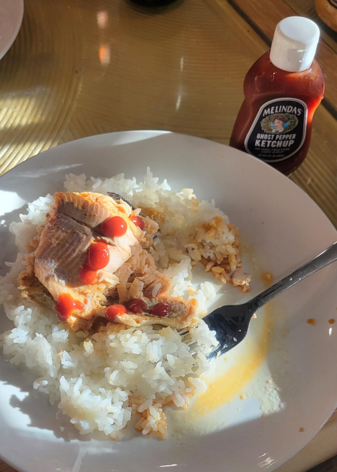 Caught some trout today, it goes well with spicy ketchup