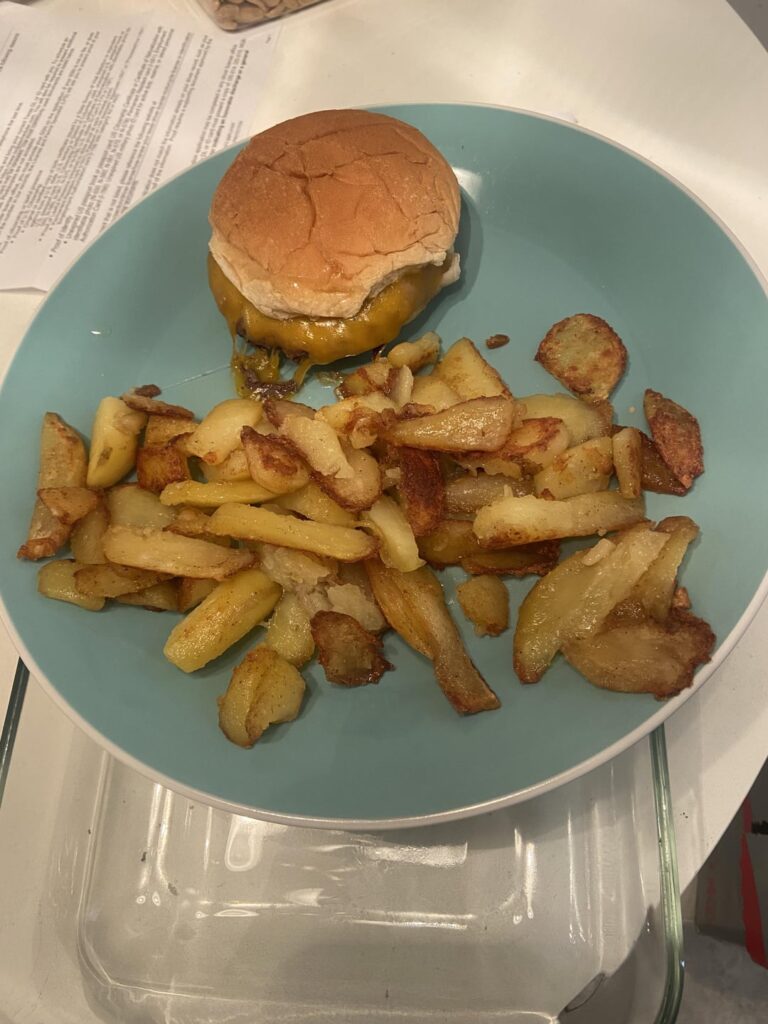 Cheeseburger and French fries