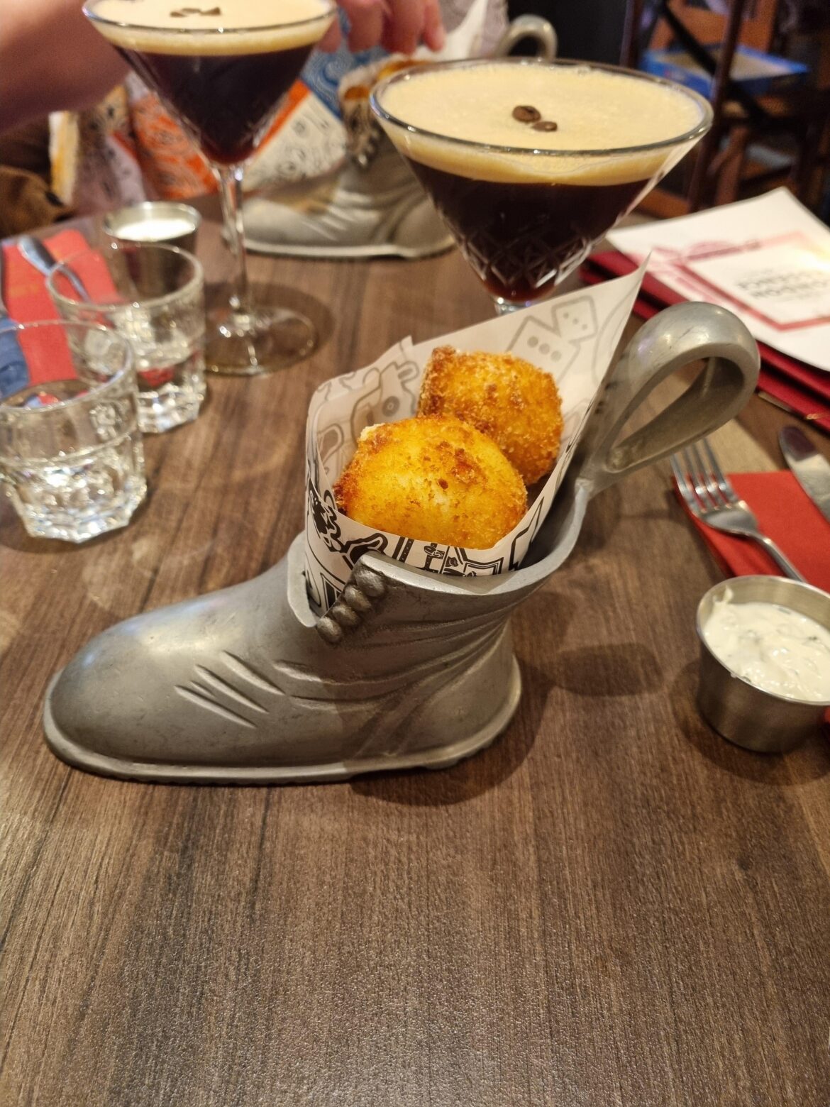 Cheese croquettes at the Monopoly lifesize restaurant